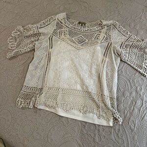 Ivory eyelet, crochet top.